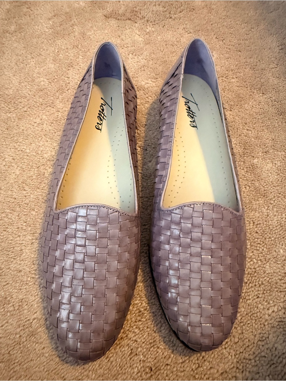 Trotters Woven Leather Loafers Lavender Gray Ballet Flats Women’s size 7.5